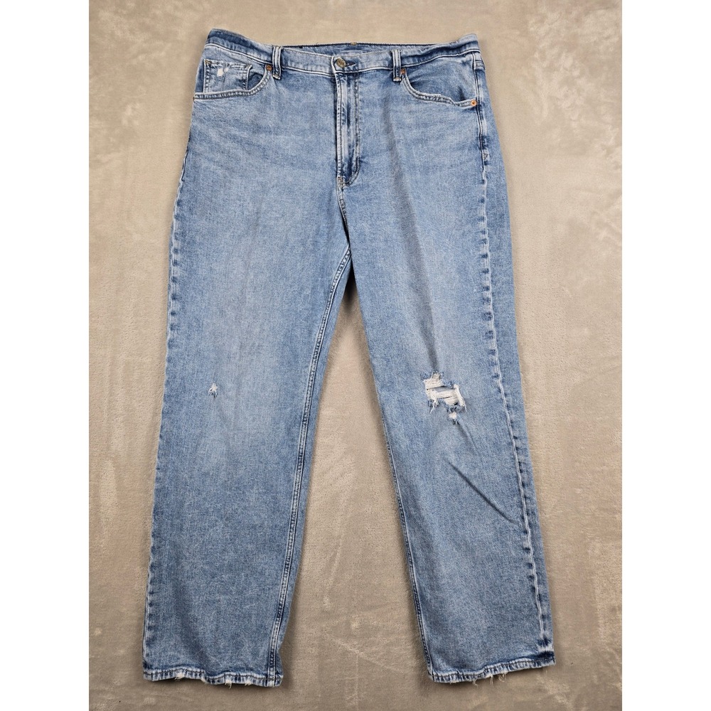 Gap Jeans Womens 16R Blue 90s Loose High‎ Rise Distressed Straight Leg Denim